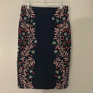 Boden Navy Floral Richmond Pencil Skirt Sz 6